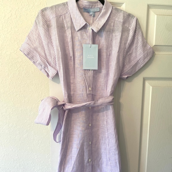 NWT Hill House Laura Linen Dress in Lilac stripes - Picture 2 of 3